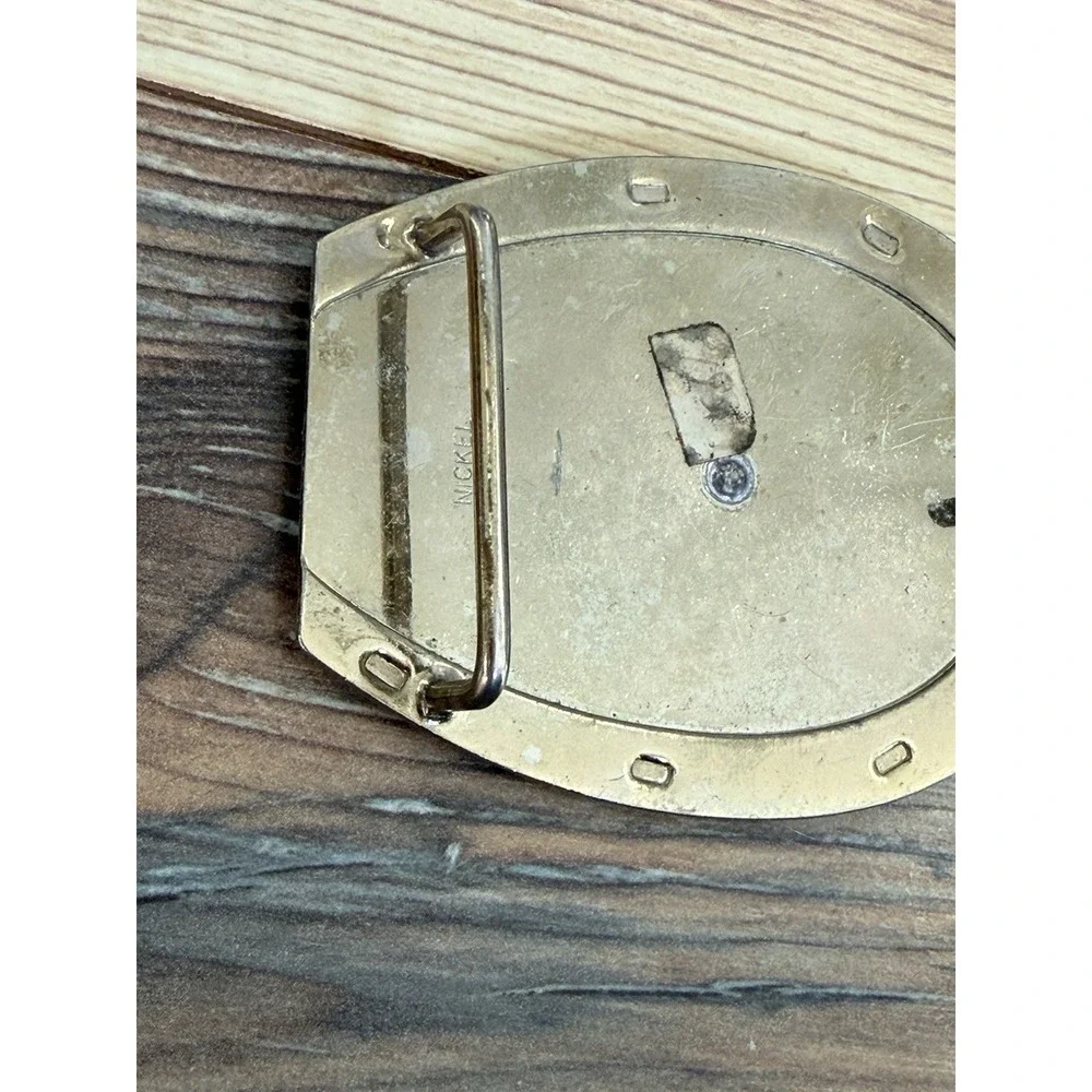Vintage Horse Shoe Shaped Square Dancing Belt Buckle Nickel Silver